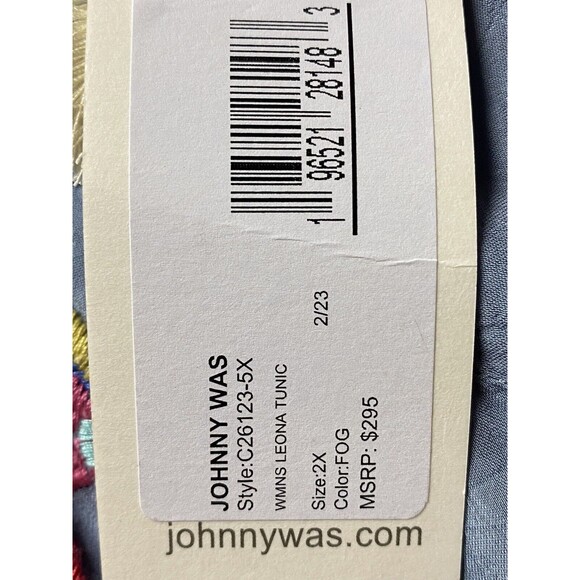 F. Johnny Was 2X Tunic Multicolor Blouse 3/4 Sleeve Round Neck NWT $295 - Picture 8 of 8